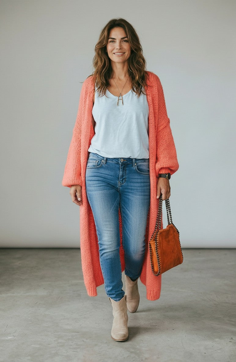 BOHO PEACE LOVE CARDIGAN - PINK ROSE