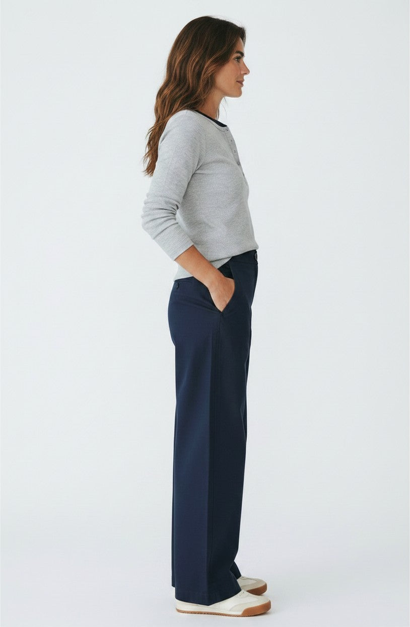 COTTON STRETCH BARREL PANT - NAVY