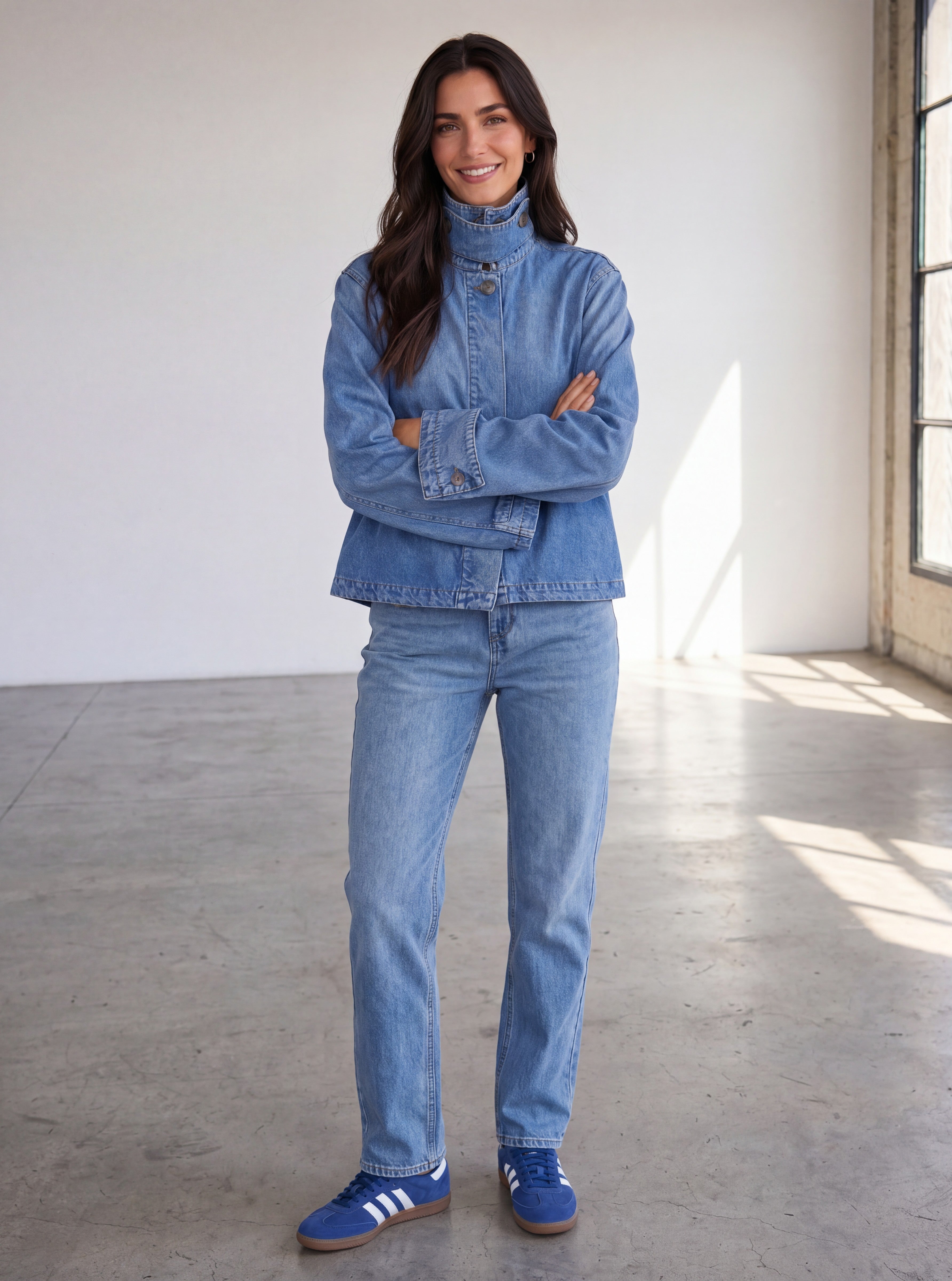FUNNEL NECK DENIM JACKET