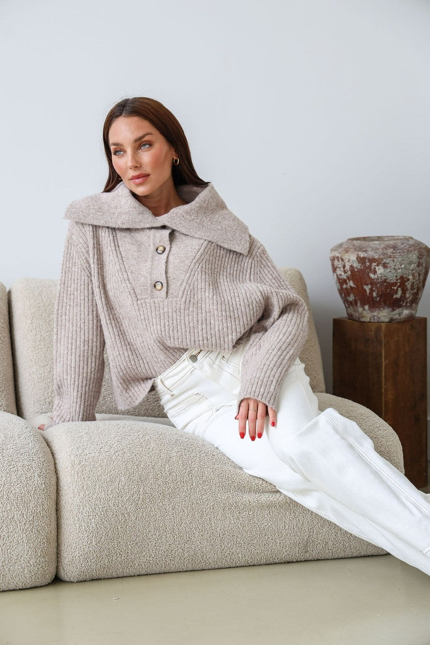 Embarkment shawl button knit