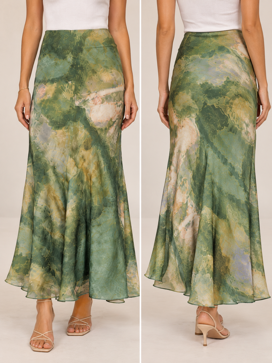 Bias Dye Maxi Skirt