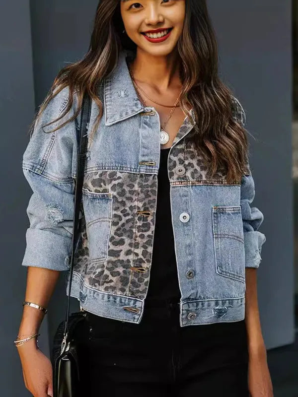 DISTRESSED CONTRAST DENIM JACKET- PRE ORDER