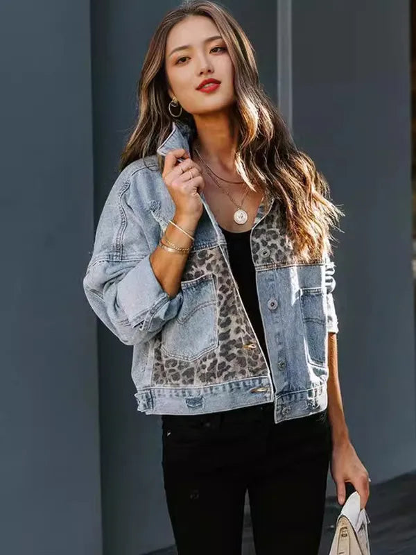 DISTRESSED CONTRAST DENIM JACKET- PRE ORDER