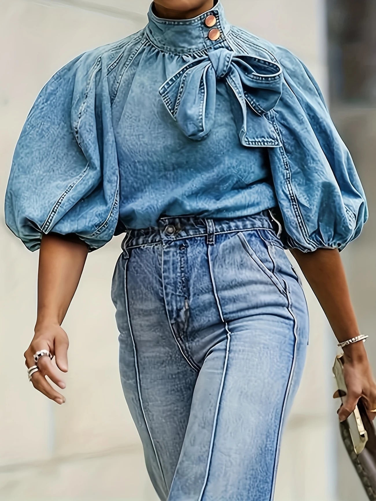 DENIM BOW SHIRT