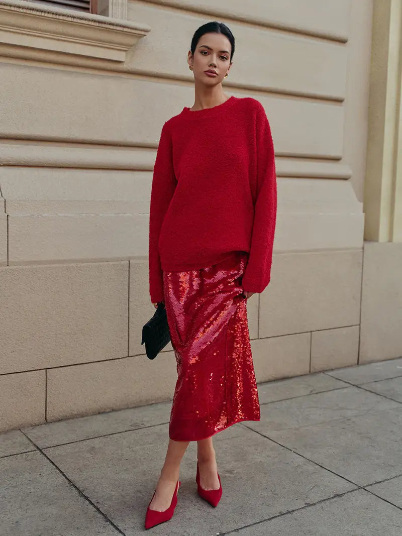 SPICY METALIC SKIRT - RED