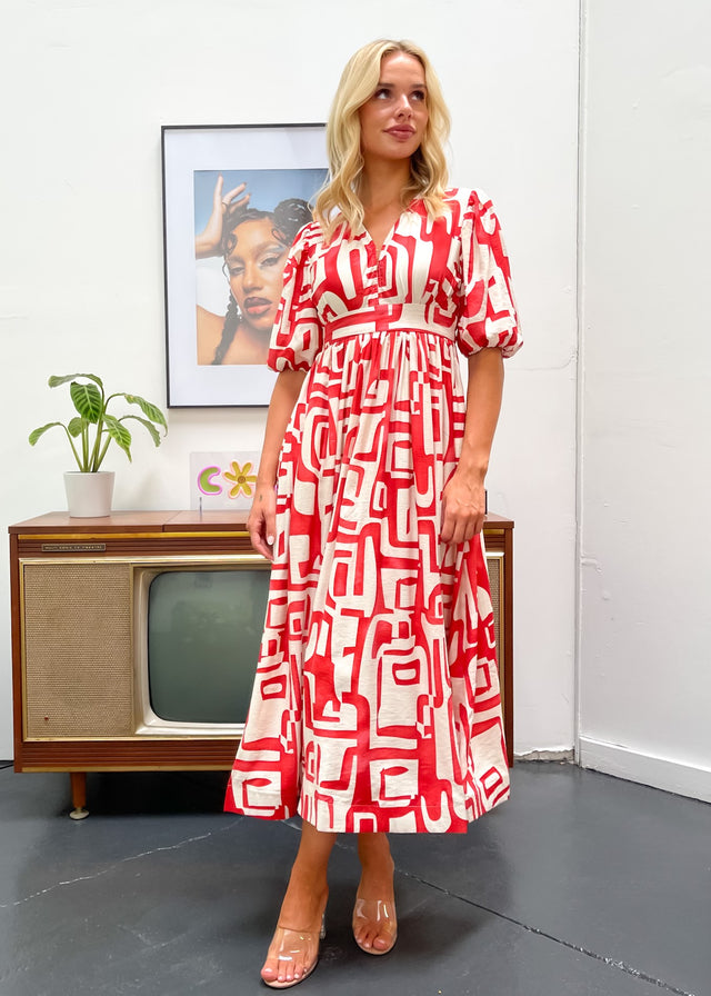 GEOMETRIC  AVARI MIDI DRESS