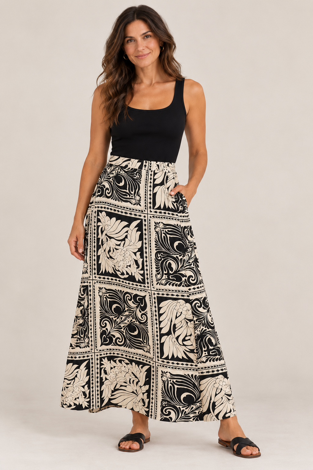 Botanical Print Maxi Skirt