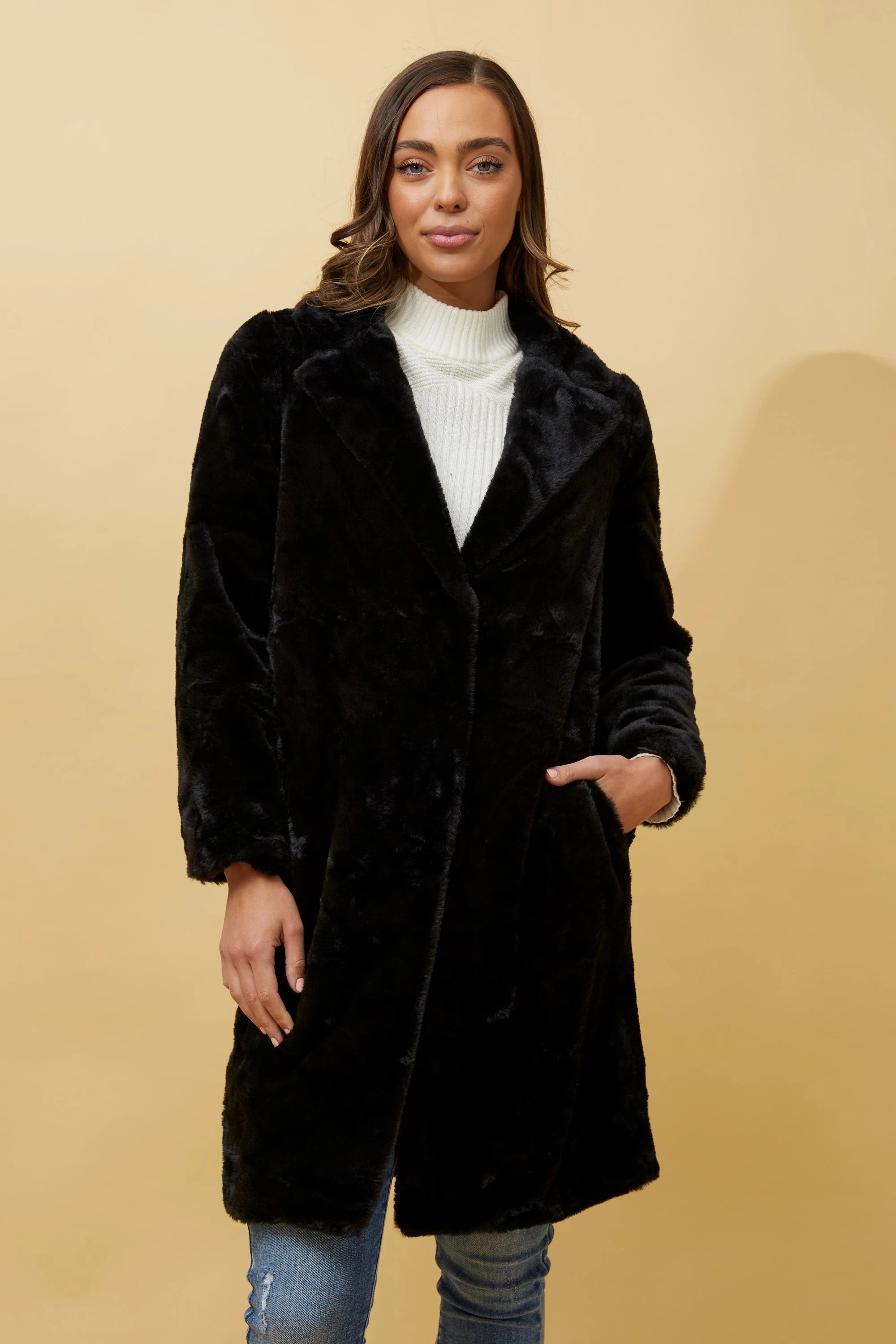 BROOKS FAUX FUR COAT
