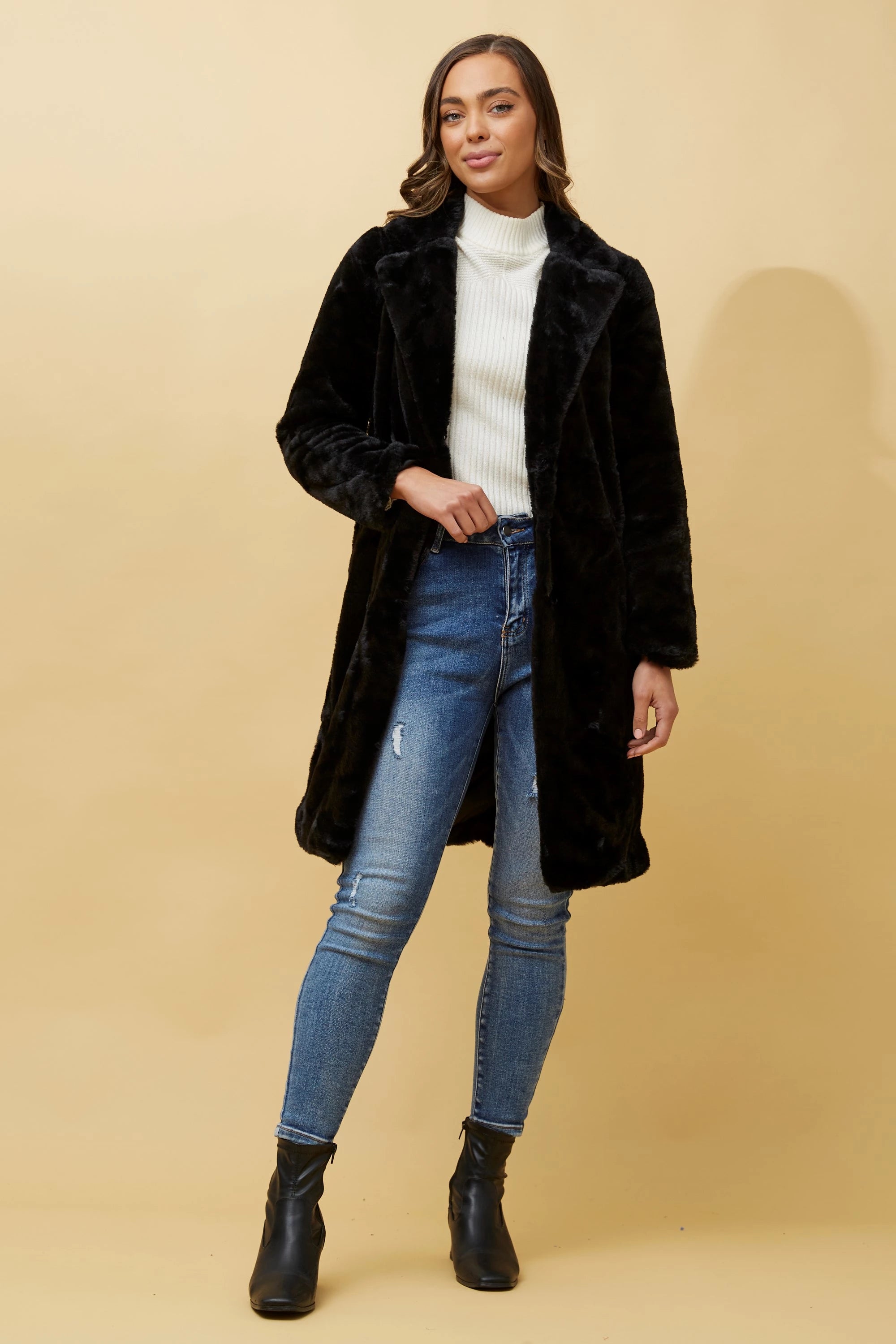 BROOKS FAUX FUR COAT
