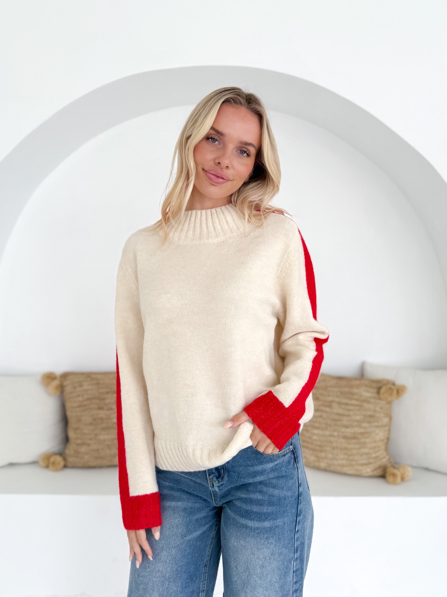 CONTRAST STRIPE WOOLLY JUMPER