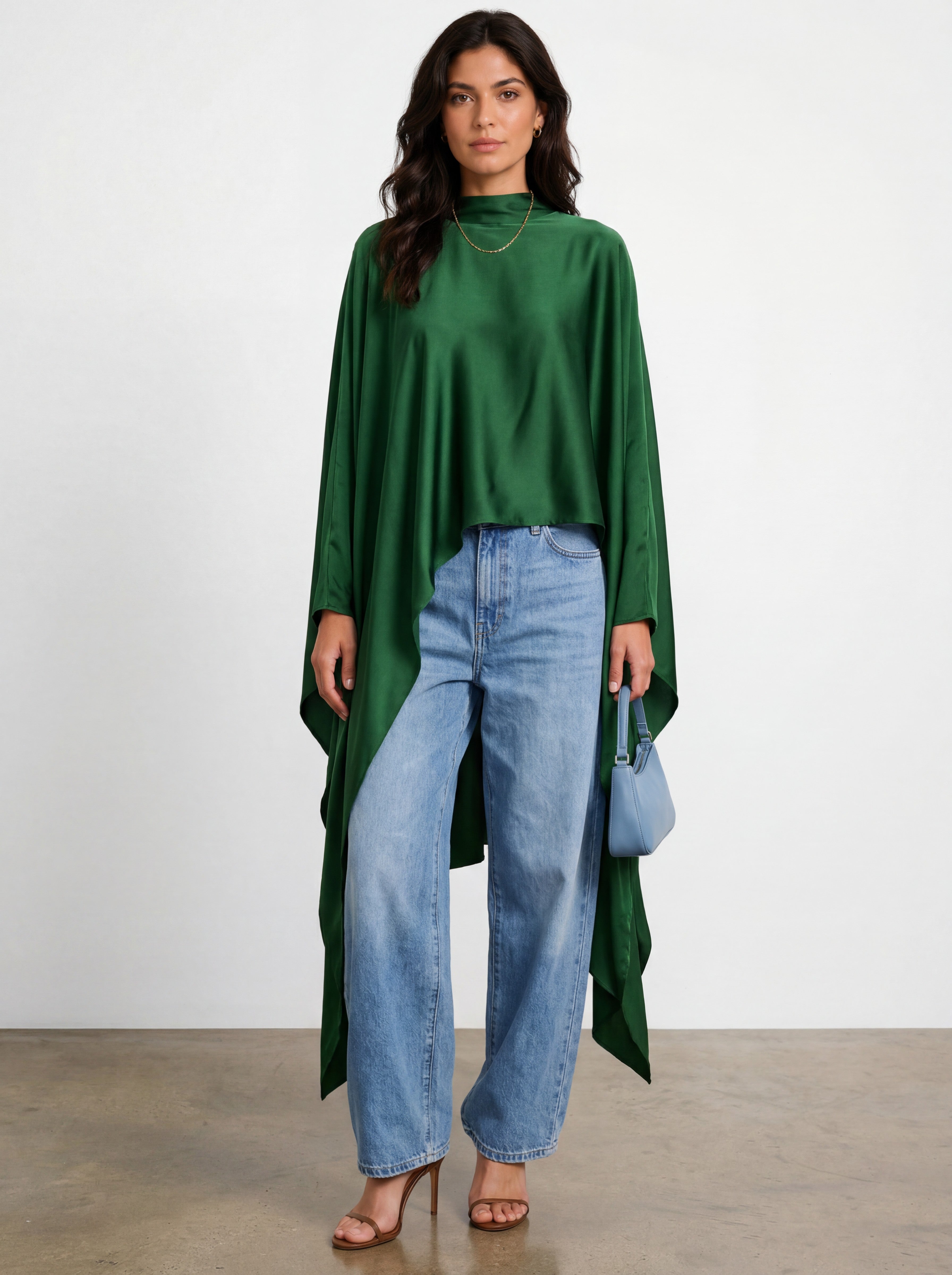 Matte Satin Cape- Green