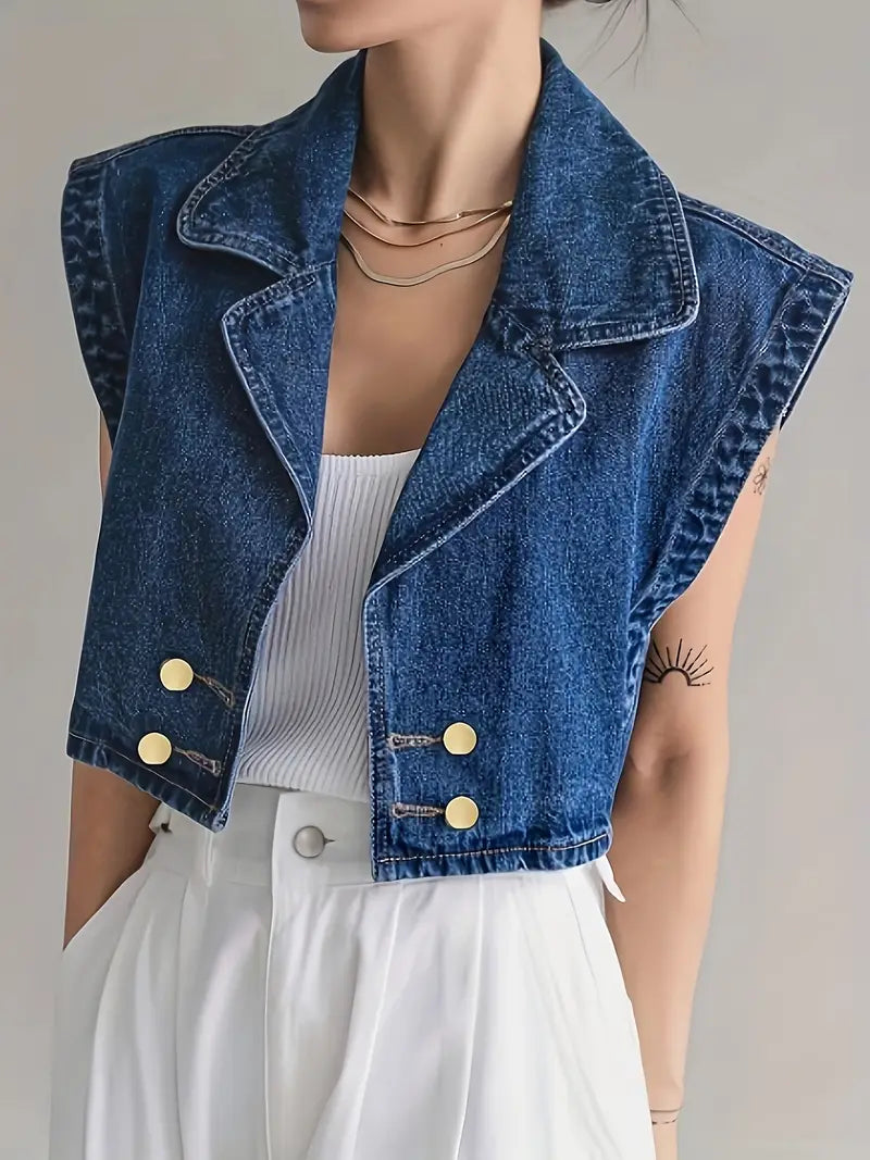 CROP DENIM VEST - PRE ORDER