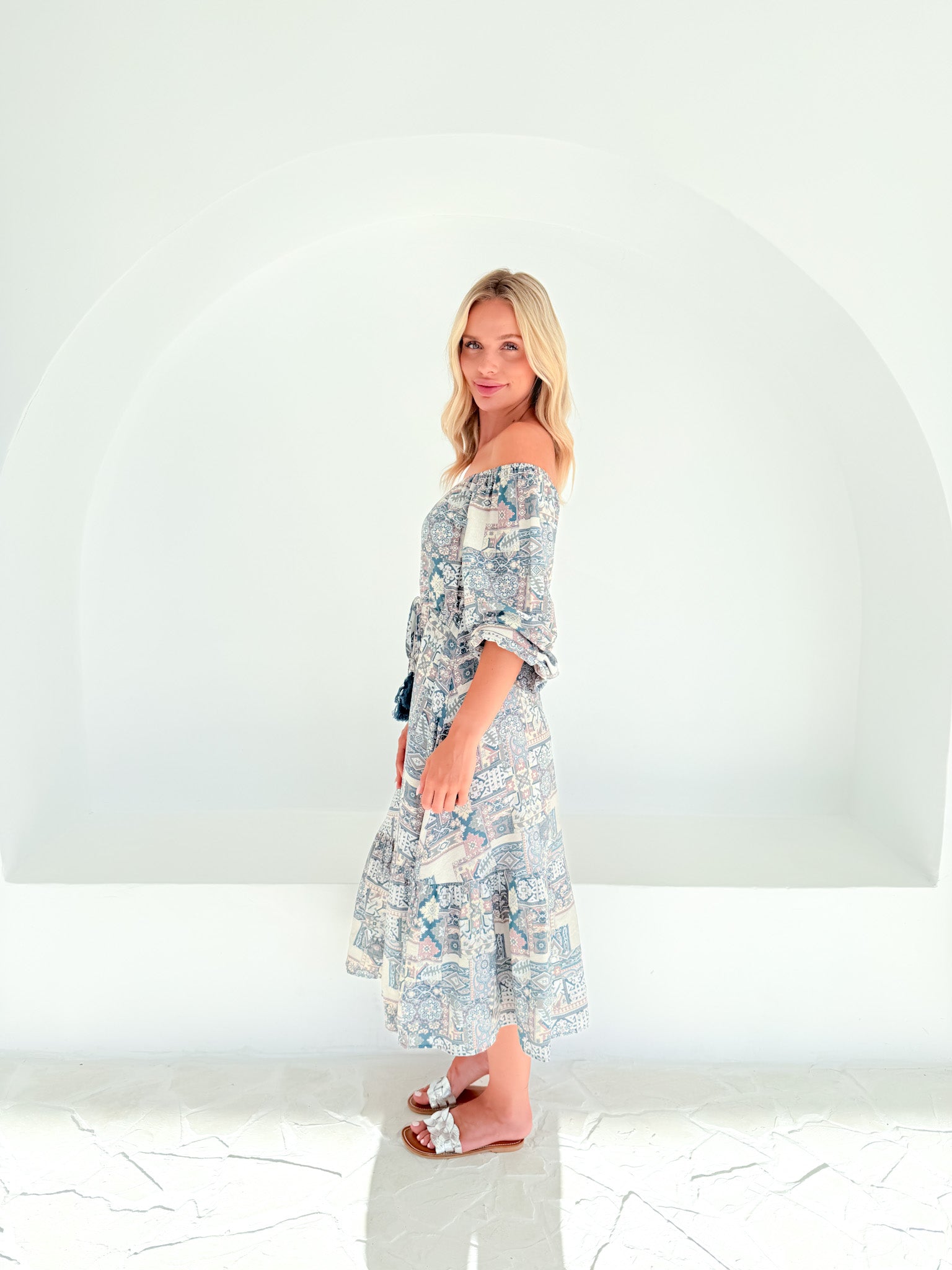 BYZANTINE OFF SHOULDER DRESS