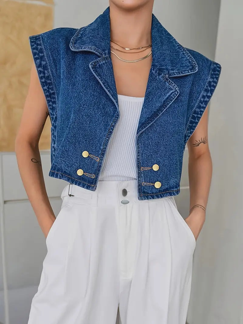 CROP DENIM VEST - PRE ORDER