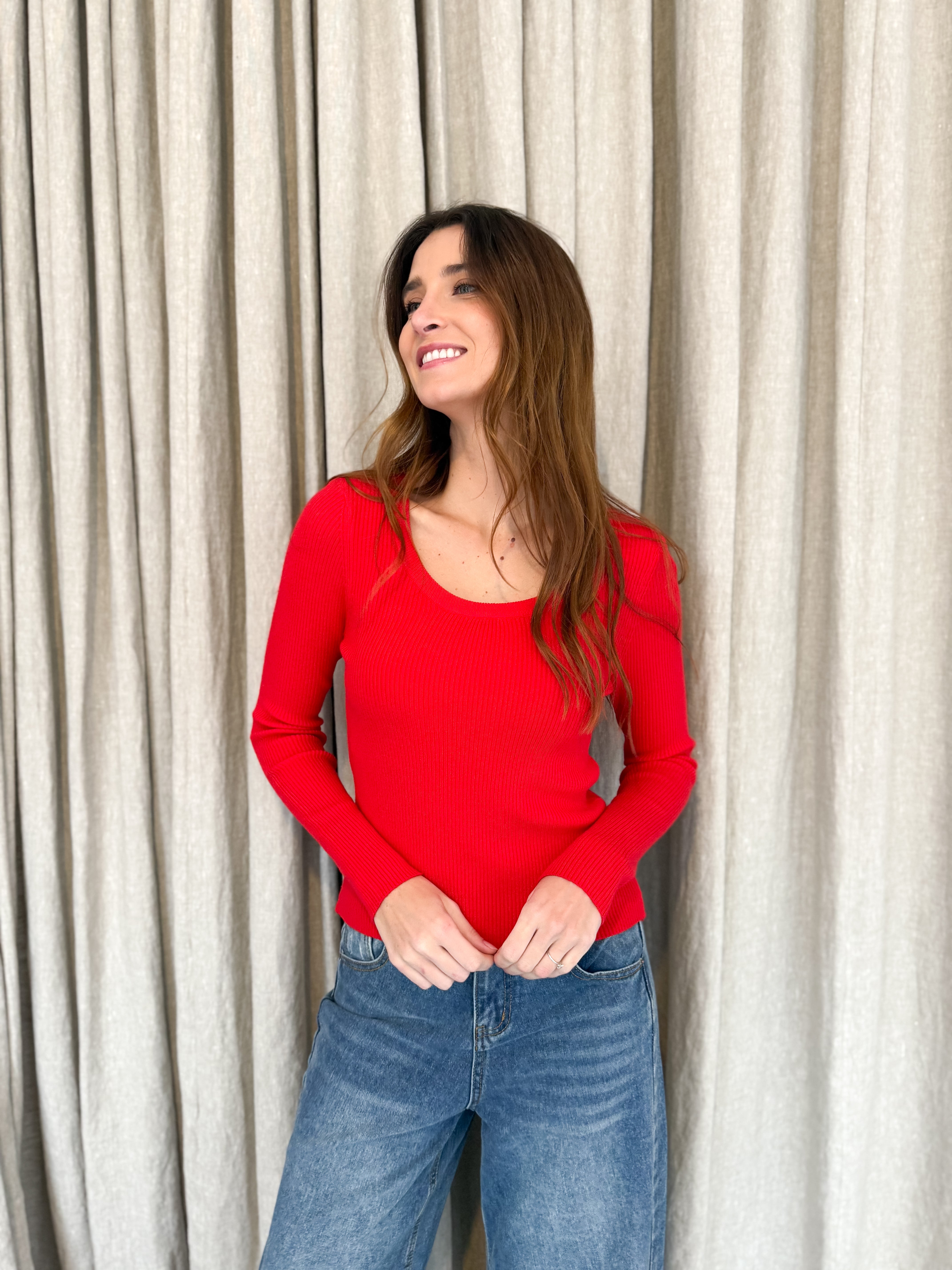 RIB SCOOP NECK KNIT - NEW COLOURS