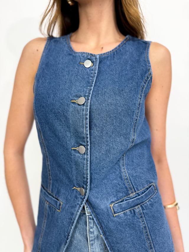 MID BLUE DENIM VEST
