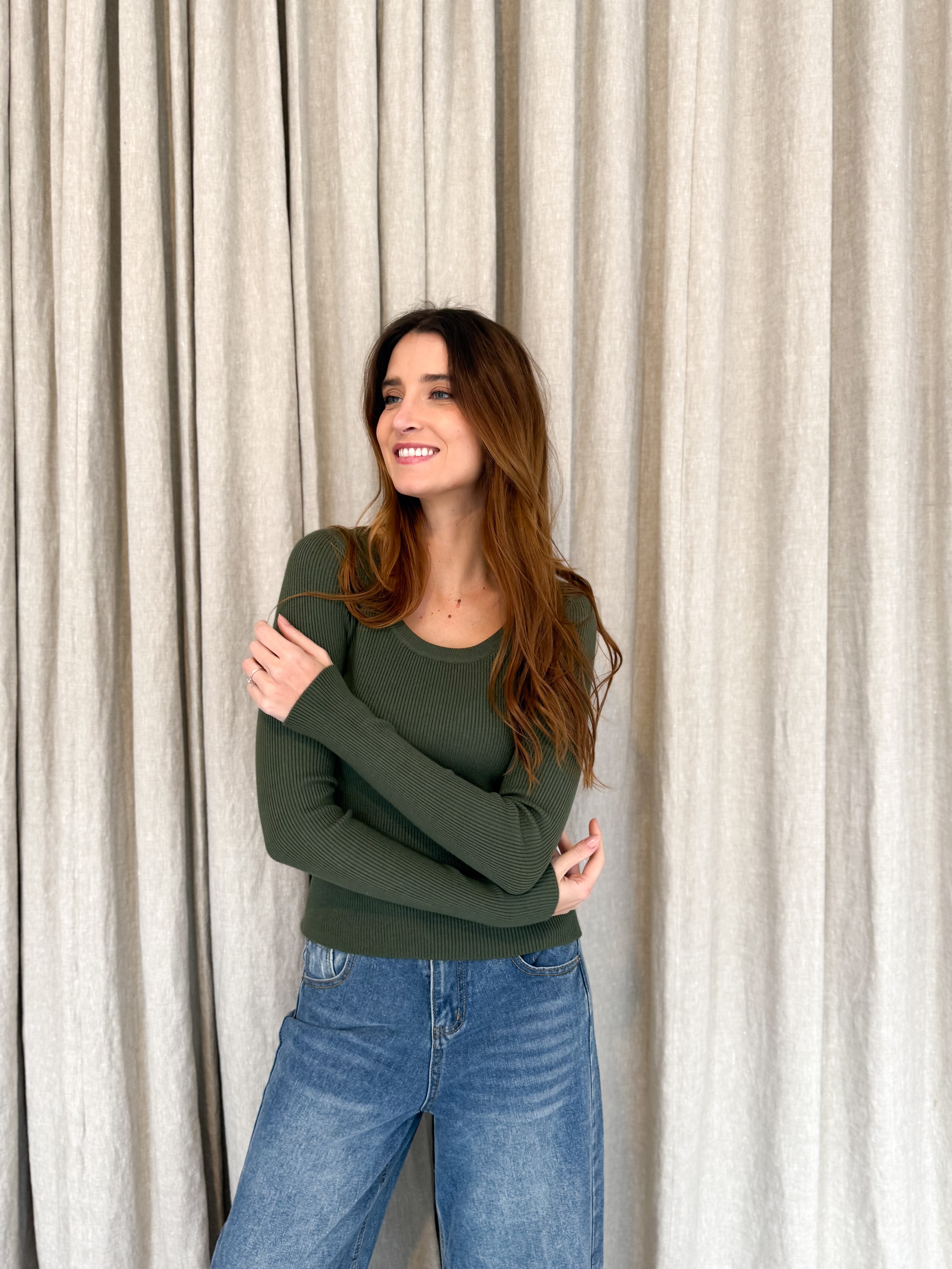 RIB SCOOP NECK KNIT - NEW COLOURS