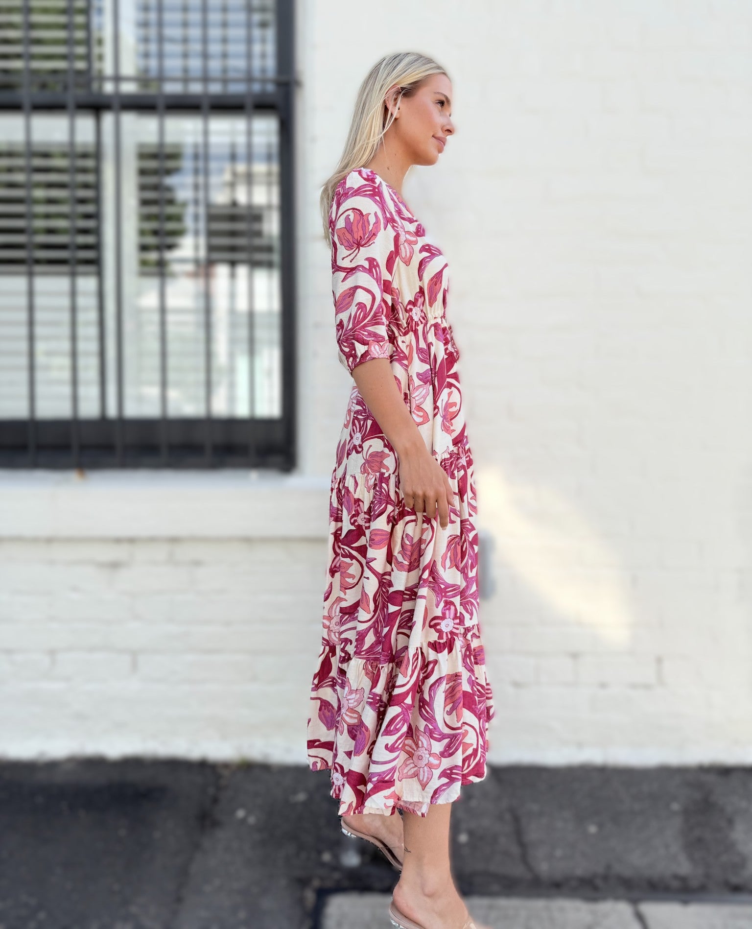 PASSION FLORAL SELMA  DRESS -BERRY