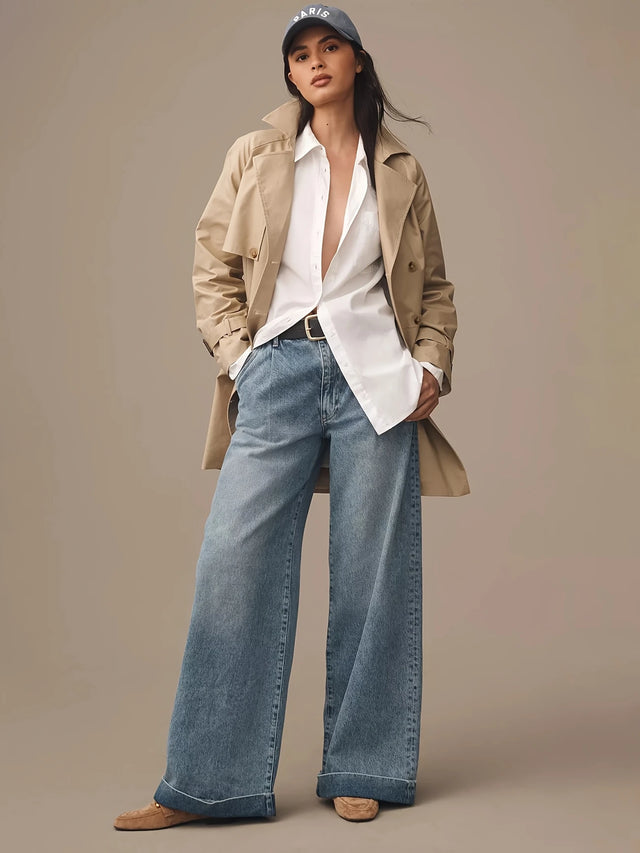 VINTAGE HIGH WAIST PLEAT DENIM JEAN