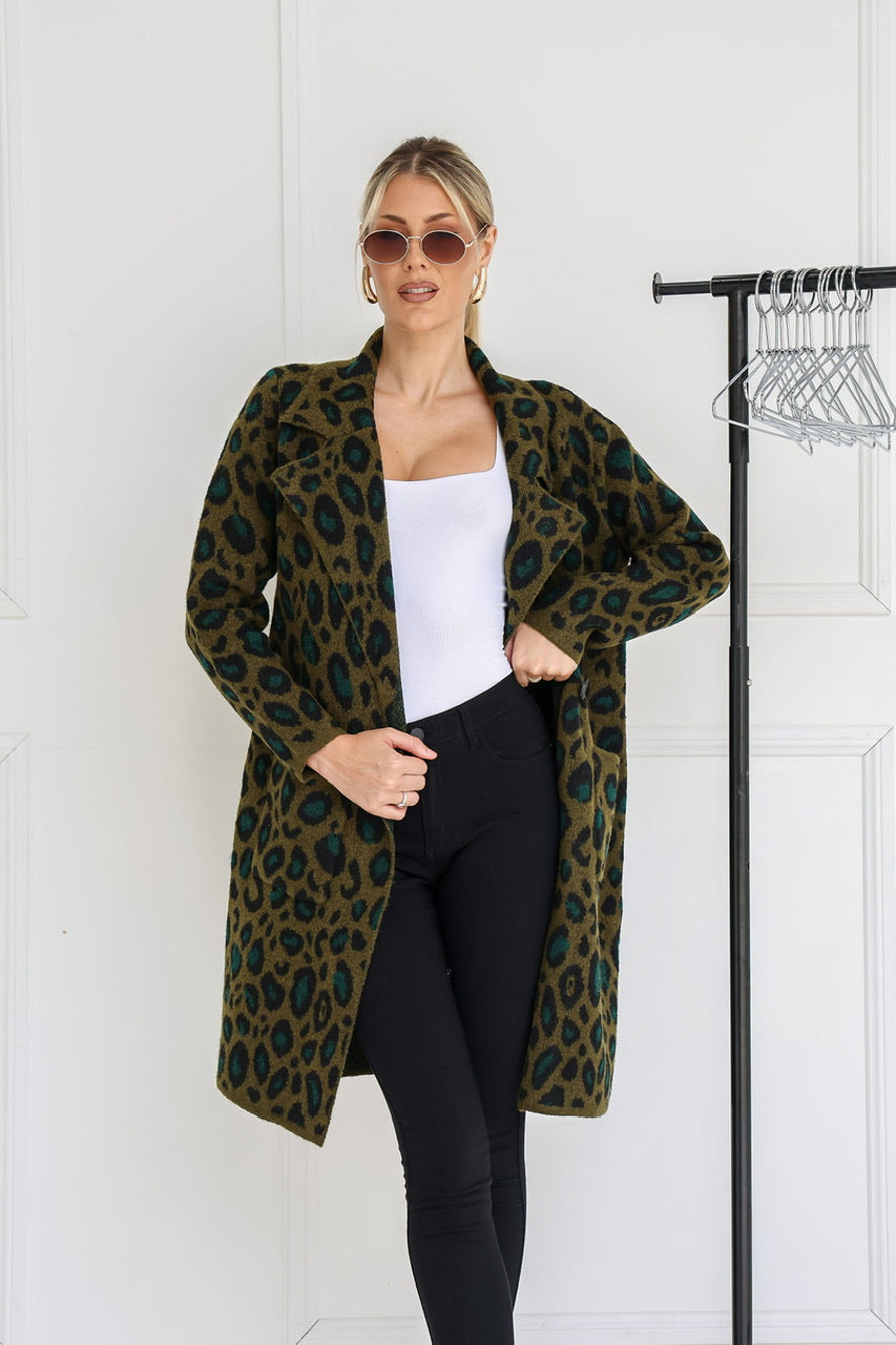 LEOPARD WOOL CARDIGAN