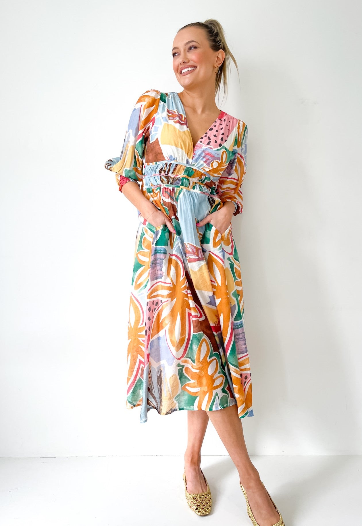BELLINI ABSTRACT PRINT DRESS