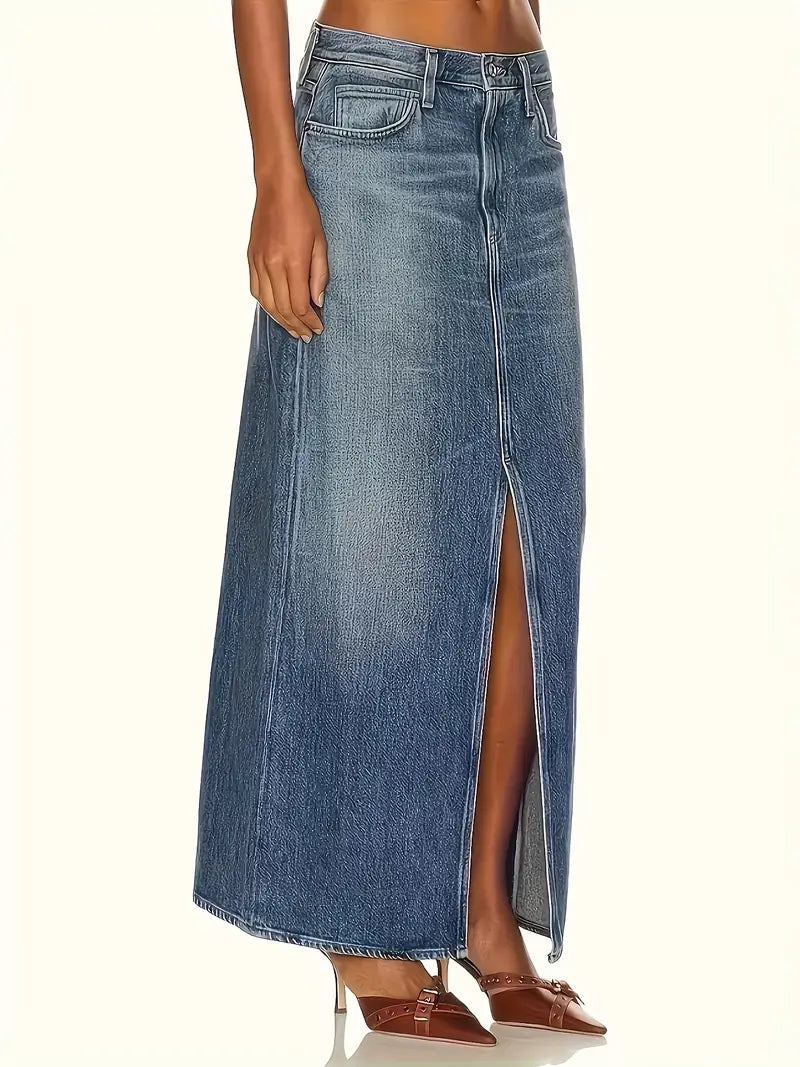 Denim classic long skirt