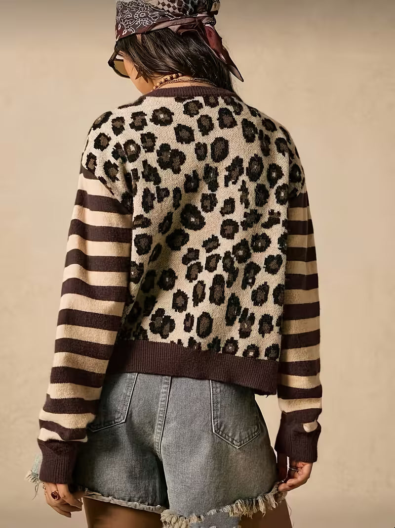 LEO STRIPE CARDIGAN - CHOCOLATE