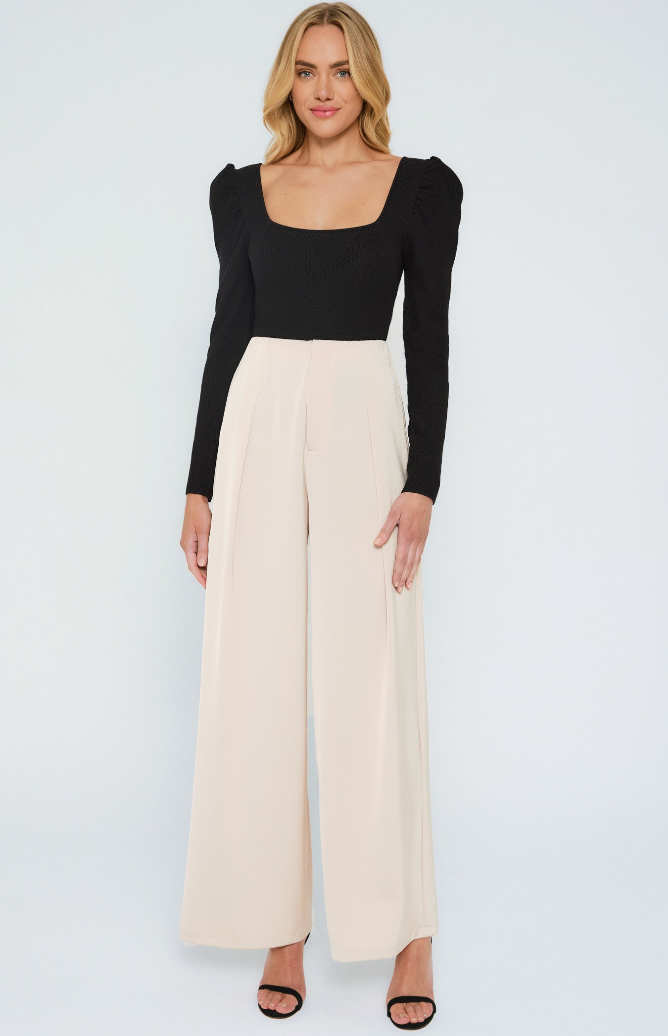 Gigot Sleeve Textured Knit Bodysuit