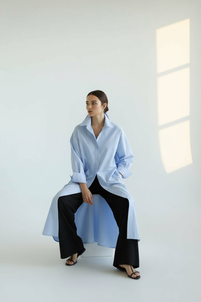 SEVILLE SHIRT DRESS - BLUE