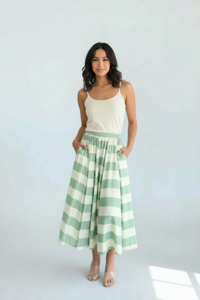 STRIPE SWING SKIRT