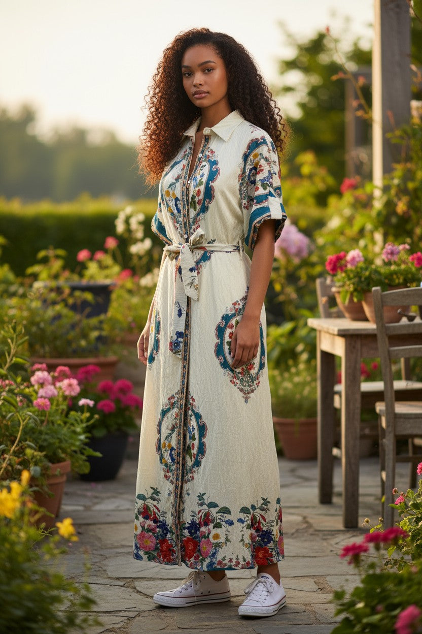 BAROQUE BELTED DRESS