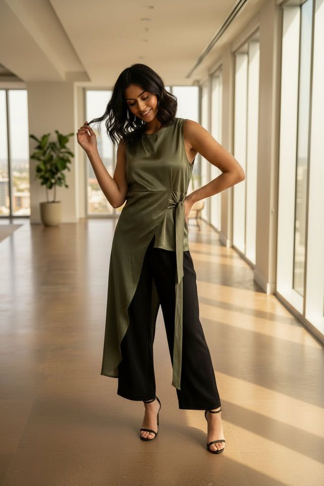 AGNES SATIN TIE  TOP