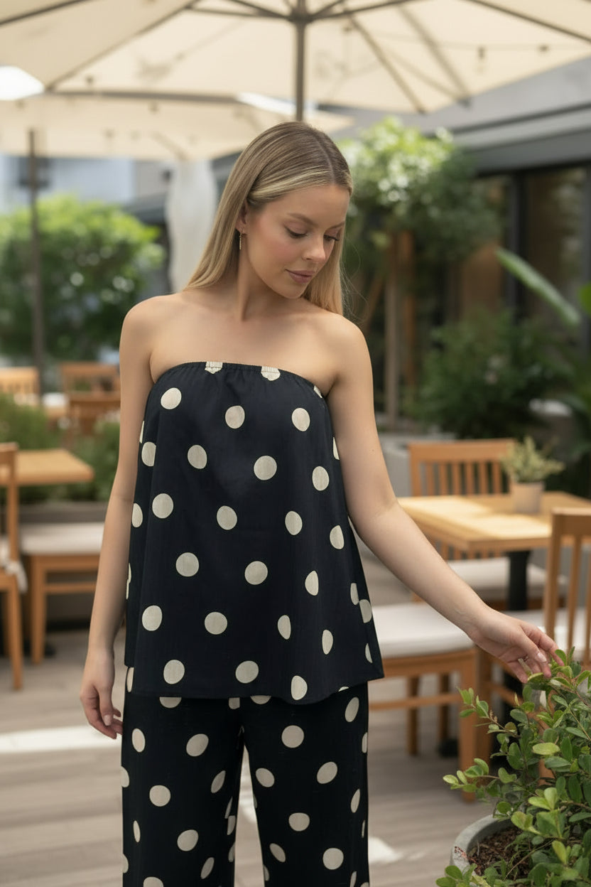 Strapless top and pant set