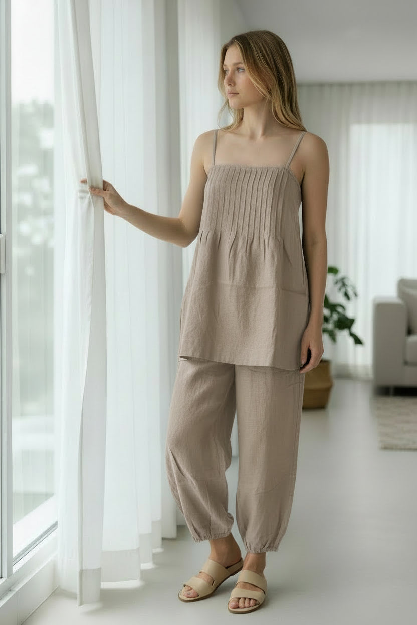 EMMA PINTUCK LINEN TOP