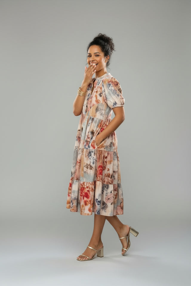 CORA FLORAL TIERED DRESS