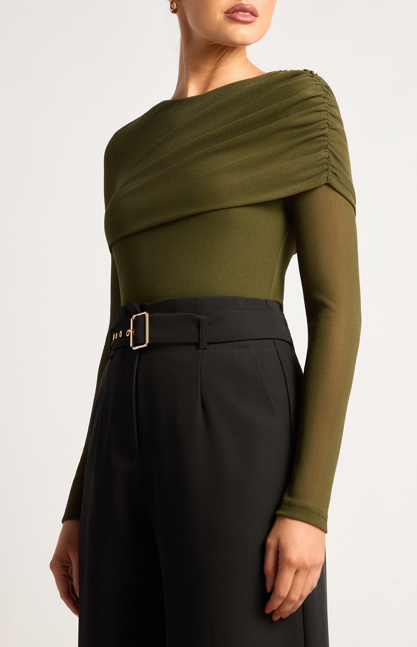DRAPED NECKLINE BODYSUIT