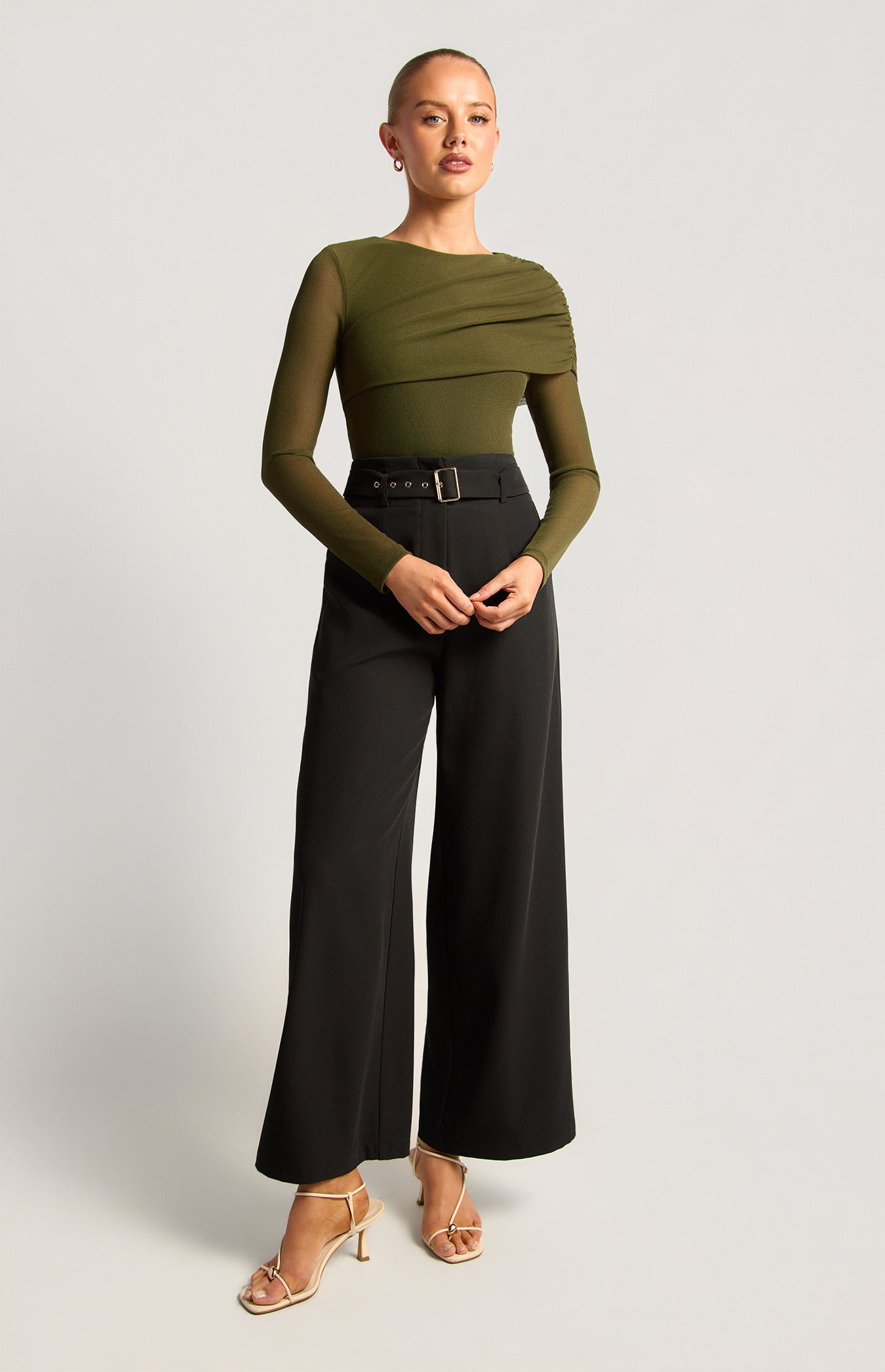 DRAPED NECKLINE BODYSUIT