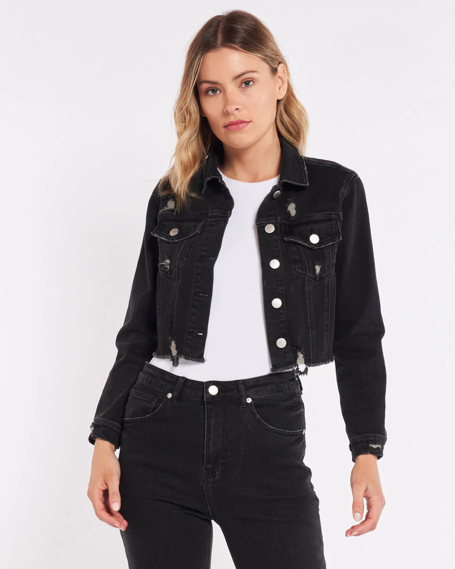 STACEY DISTRESSED DENIM JACKET