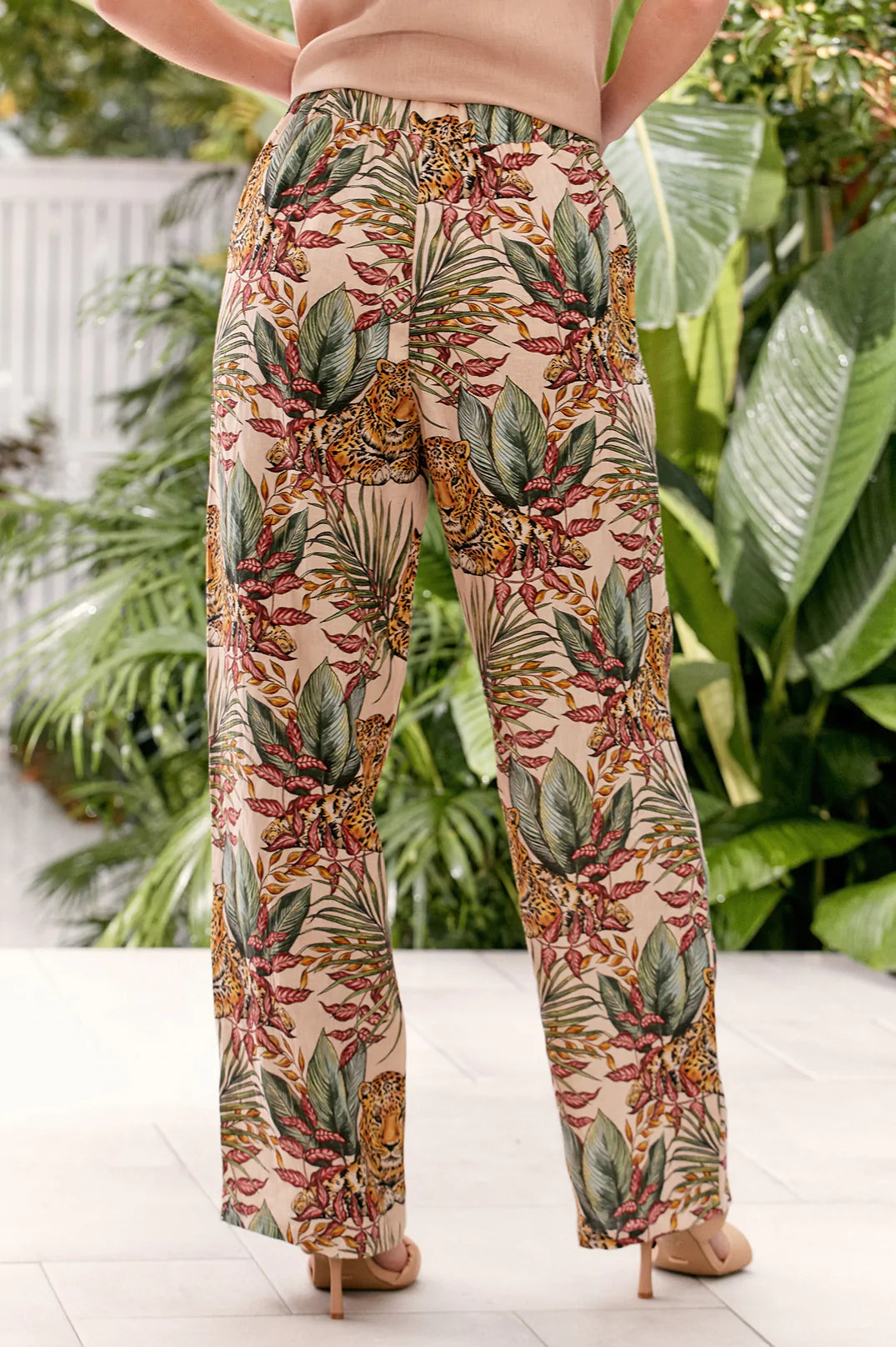 Kiara Jungle Cat Linen Pant (Pink Print) SS22
