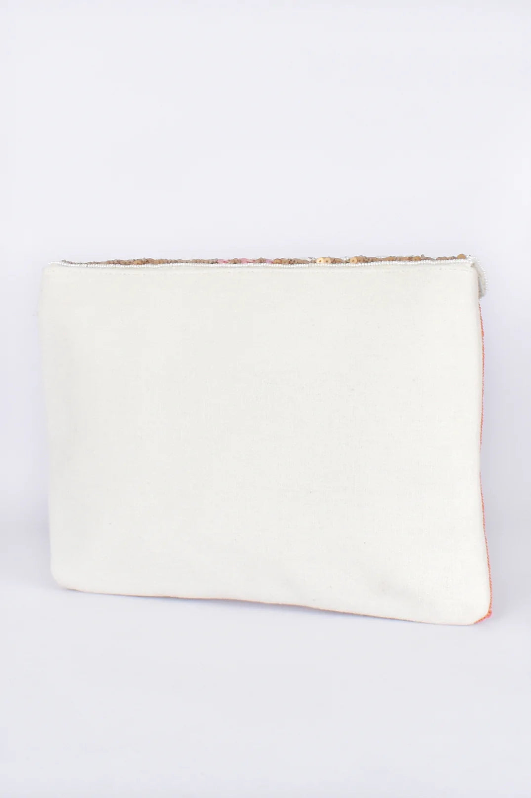 Hand Crafted Beaded Flap Over Clutch (Clay/Multi)