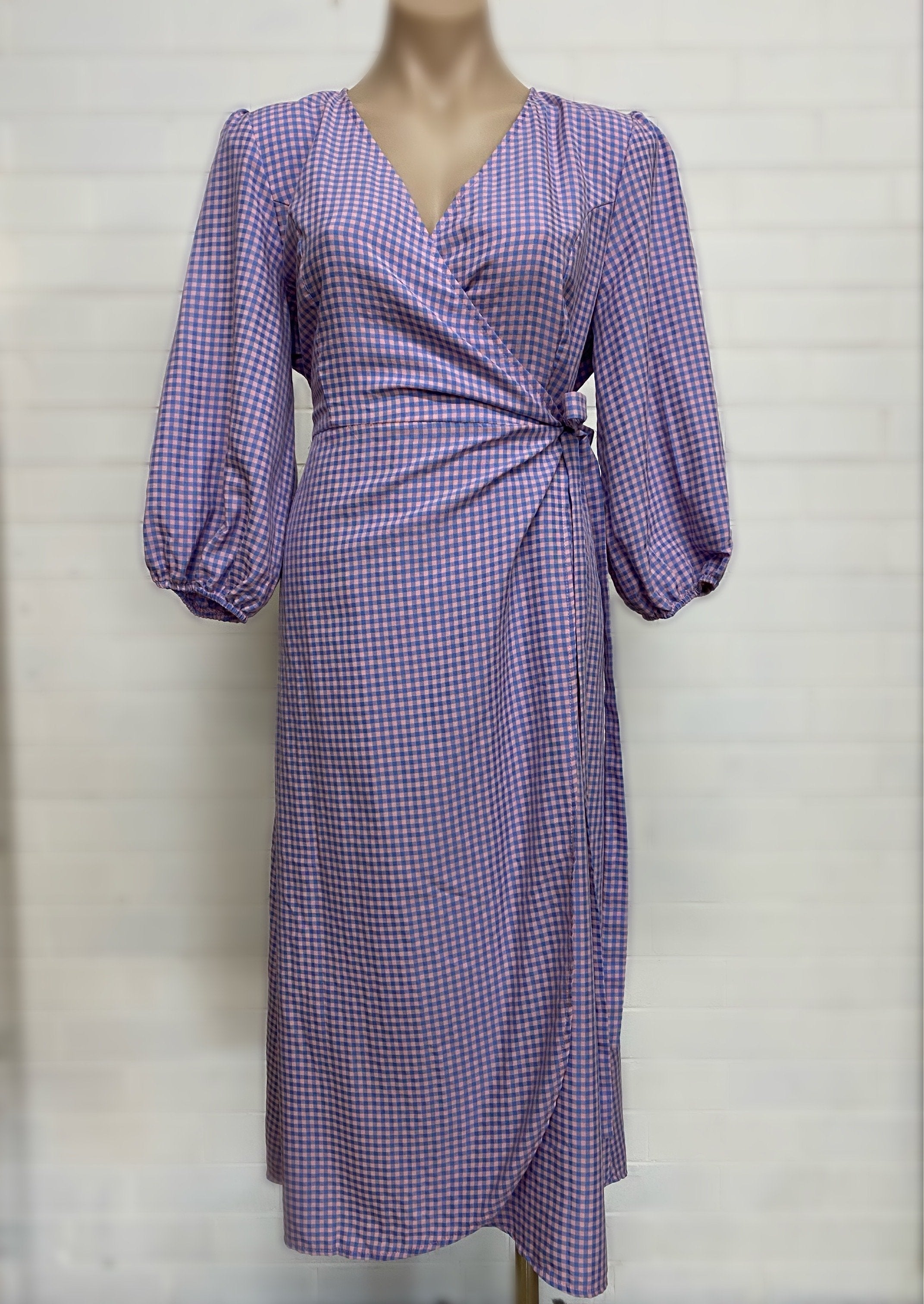 WRAP GINGHAM DRESS