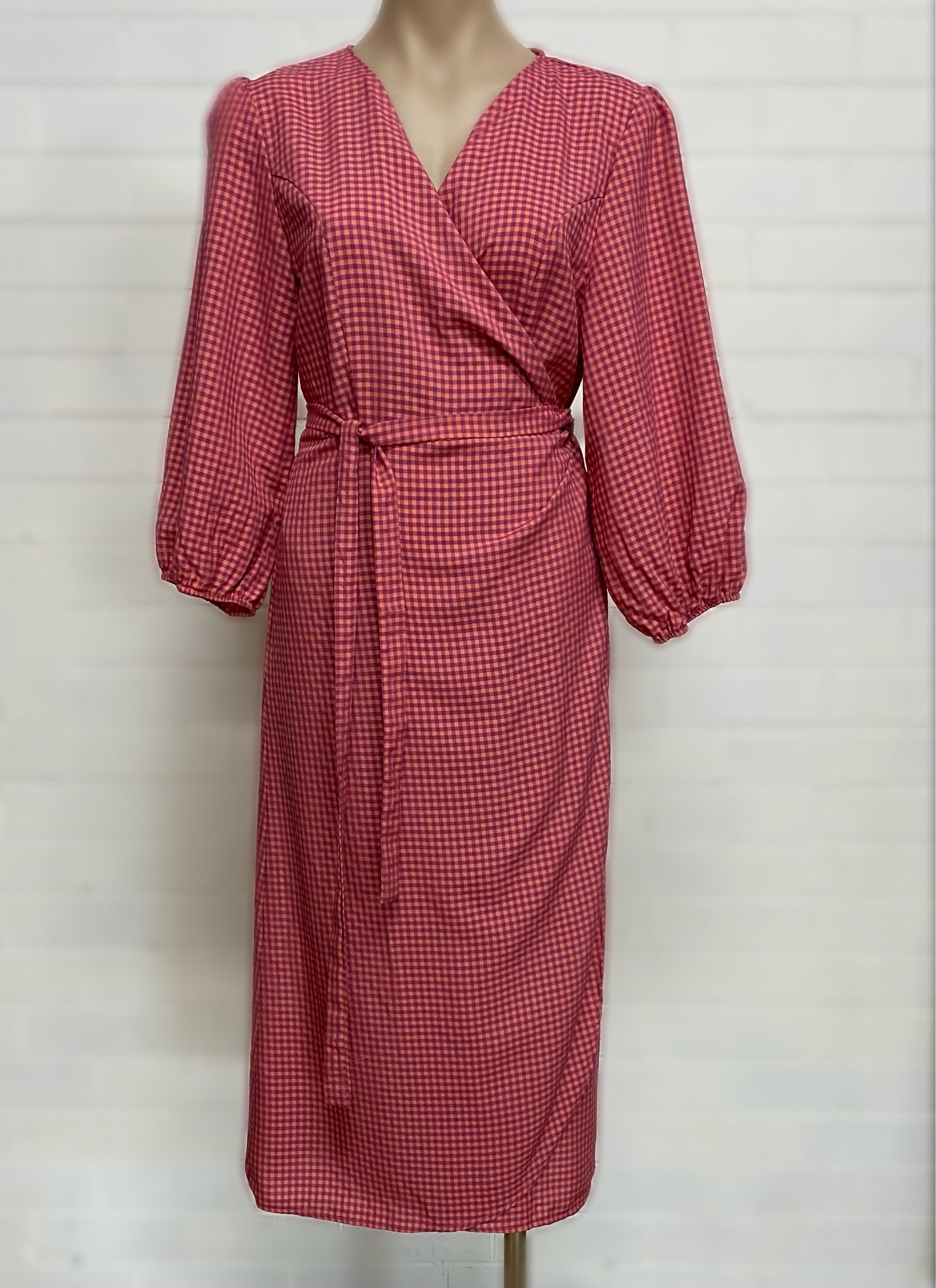 WRAP GINGHAM DRESS
