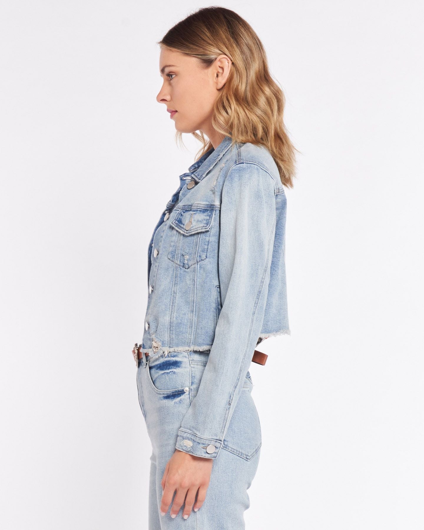STACEY DISTRESSED DENIM JACKET