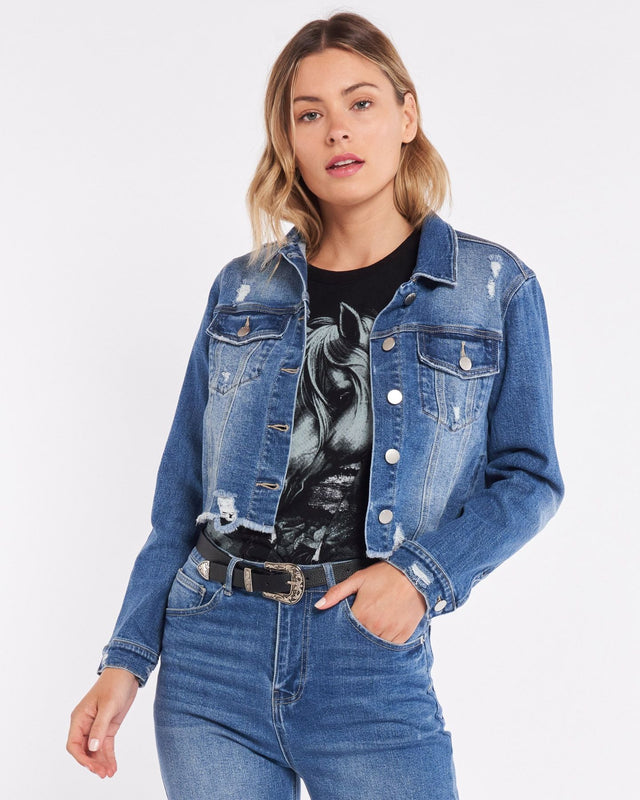 STACEY DISTRESSED DENIM JACKET